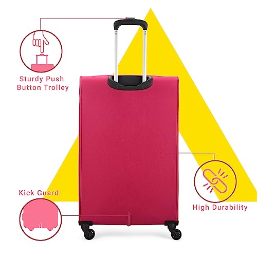 Aristocrat-Striker-Large-Size-Soft-Check-in-Spinner-Luggage-79-CmSpacious-Polyester-Trolley-with-4-Wheels-and-Combination-LockDazzling-MaroonUnisex-5-Year-Warranty