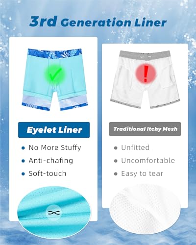Image of SURF CUZ Mens Swim Trunks with Compression Liner Swim Shorts 7 inch Swimming Trunks Stretch 7 Inch Swim Suits Quick Dry