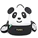 YUHUAWYH Mochila Para Niños Panda de Dibujos Animados Pequeños Mochila de cuero de PU Mochilas Bolso de Viaje Para Niños en Edad Preescolar Niñas 1-6 Años (Negro-L)