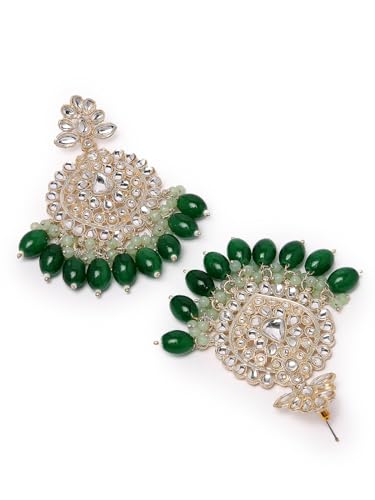 Elegant Beaded Kundan Drop Earrings (E105786)