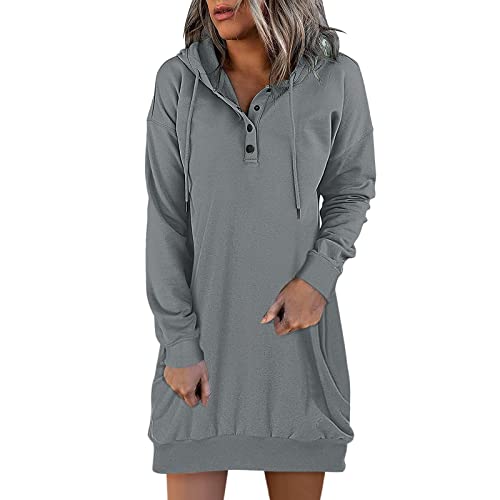 Oversize Hoodie Damen Lang - Oodie Langarm Sweatshirts Mit Kapuze Und Taschen Streetwear Print Weihnachtspullover Minikleid Oversized Pullover...