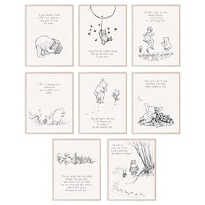 BigWig Prints Winnie the Pooh Wall Art – Winnie The Pooh Poster For Nursery, Friendship Quotes Wall Art, Classic Vintage Quotes, Inspirational Sayings, Nursey Decor -Unframed 8 Pack (8×10)