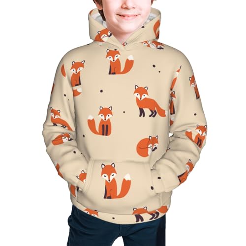 Vintage Cute Little Red Fox Kids Pullover Hoodies Boys Sweatshirts Girls Athletic Clothes with Pocket2