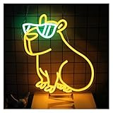 LEMST Luces de neón Cool Capybara-letrero De Neón Con Luz Para Dormitorio, Habitación Niños, Fiesta, Tienda Mascotas, Decoración, Cumpleaños 39x41cm