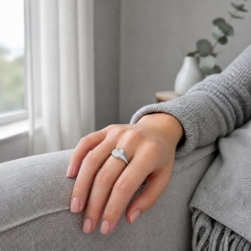 JKLMNBVC Stainless Steel Signet Ring for Women Men Gold Minimalist Pinky Band(Silver,12) by JKLMNBVC - Used condition - Image 2