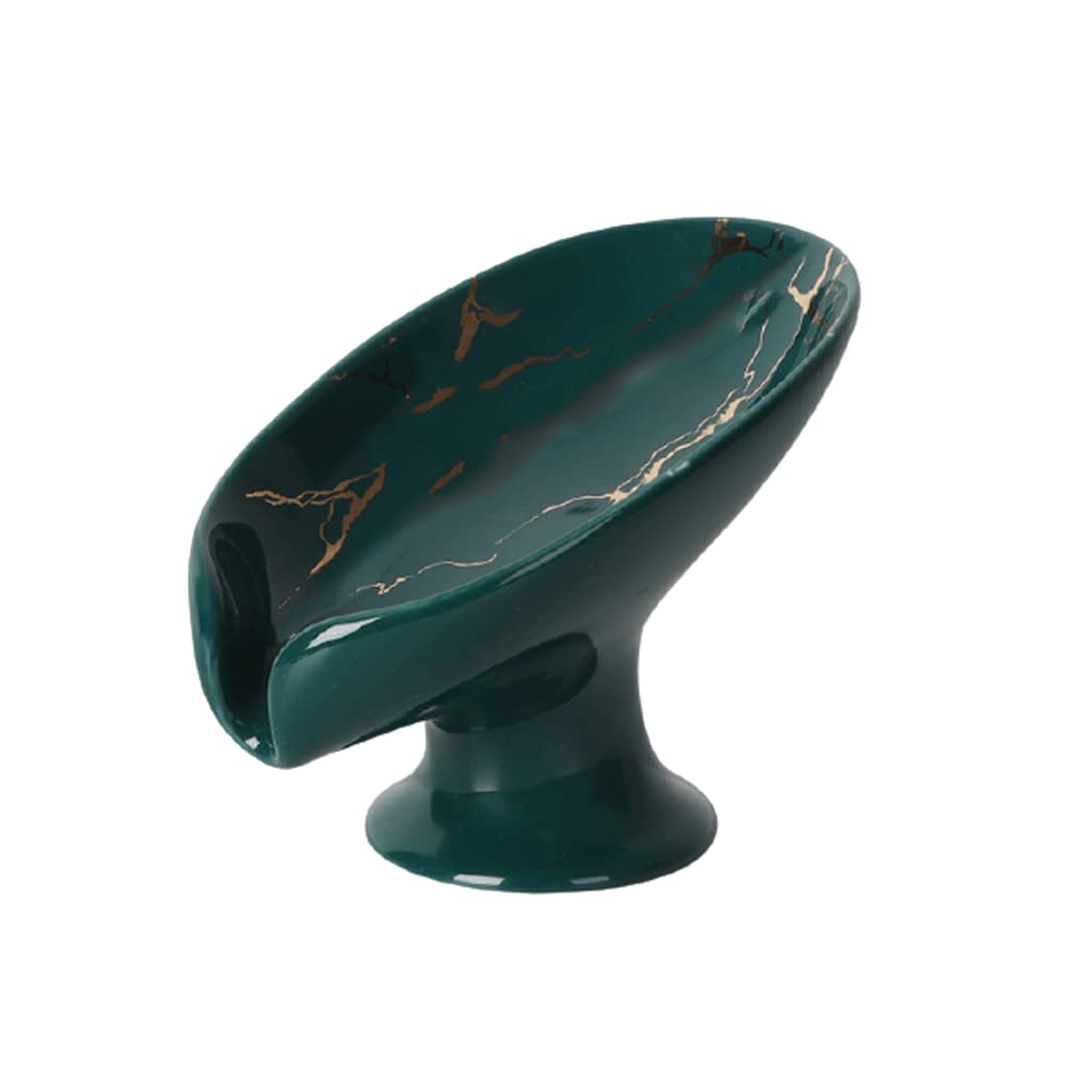 Soporte para jabón, Jabonera, jabonera, Vertical con Drenaje automático, de cerámica Base Antideslizante, encimera(White)