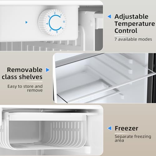 Image of Antarctic Star 2.6 Cu.Ft.Compact Refrigerator with Freezer, Mini Fridge Single Door with Adjustable Thermostat,Removable Glass Shelves for Apartment,Dorm,Office,Kitchen,BLACK