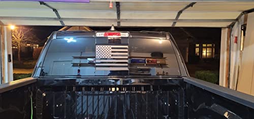 Image of Xinghe for 2004-2018 Chevy Silverado GMC Sierra, Rear Middle Window American Flag Decals Stickers, Matte Black American Flag Decal for Chevy Sierra Accessories