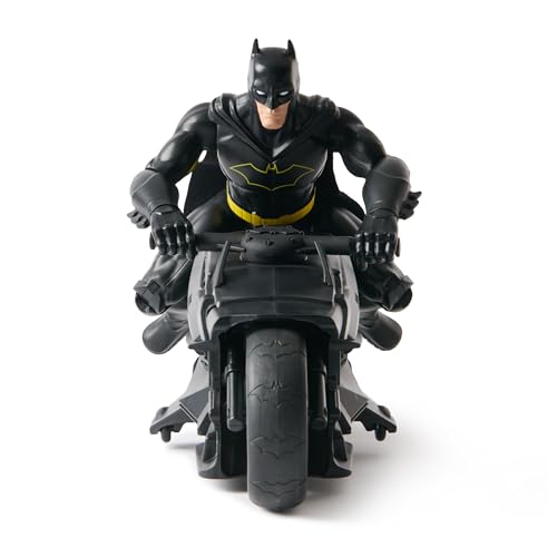 Spin Master DC Comics - Batcycle RC + Figurine Batman 30 Cm - Batman Figurine Articulée - Créez Vos Propres Combats Masqués - Super Héros - Jouet À Collectionner - Jouet Enfant 4 Ans Et +
