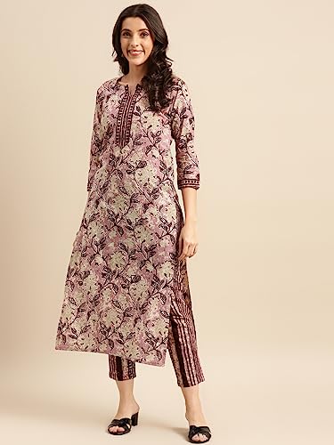 Image of ANNI DESIGNER Women Cotton Blend Kurta & Pant