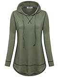 MOQIVGI Women Fall Winter Long Sleeve Workout Clothes Comfy Drawstring Pullover Hooded Tops Sport Fitness Yoga Running Outwear Performance Tee Green Medium