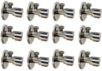 Spazio Stainless Steel Metro Angle Cock Bathroom Faucets Taps and Faucet Angular Stop Cock Wash Basin for Geyser Tap, Chrome Plated - Pack of 12 Bib Tap Faucet (Wall Mount Installation Type)