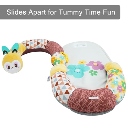 Image of Lovvie & Joy 2-in-1 Tummy Time Mat & Seated Support Pillow,Baby Tummy Time Pillow Support for Newborns and Older Babies,with Detachable Support Pillow and Toys Bee Spirit
