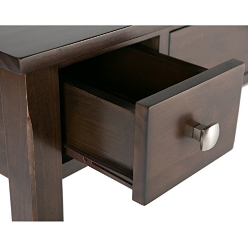 Image of SIMPLIHOME Avalon Writing Desk - 47 Inch Wide Solid Wood Desk in Brunette Brown, Contemporary Home Office Computer Table for Workspace or Study with 2 Drawers and Flip-Down Keyboard Tray