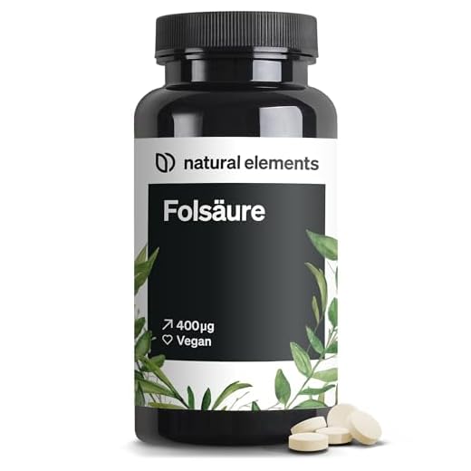 natural elements Folsäure – 400 Tabletten – 400 mcg pro Tagesdosis – Kinderwunsch und Schwangerschaft – vegan, hochdosiert, ohne unnötige Zusätze – in Deutschland produziert & laborgeprüft