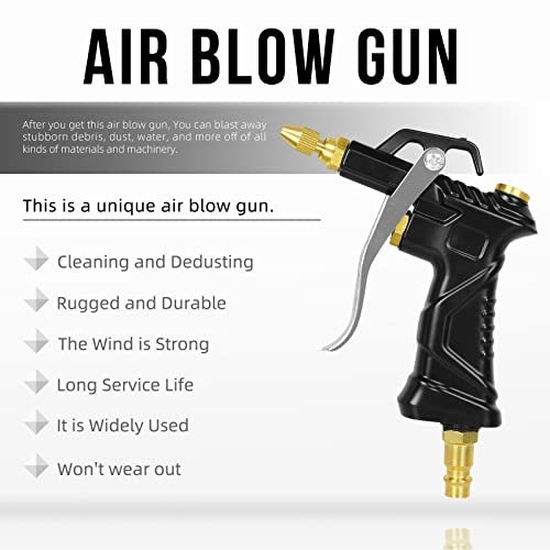Industrial Air Blow Gun, With Brass Adjustable Air Nozzle And 3 Air Flow Extension, And 6 Sealing Rings, Pneumatic Tools Air Compressor Accessories Dust Clean Tool Air Blower Gun Air Nozzle Blow Gun #TOP6