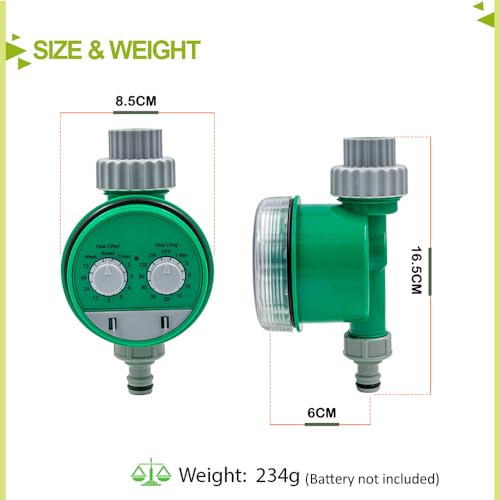 Namolit Temporizador de irrigação eletrônico multifuncional com dois mostradores, temporizador de ir