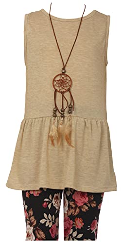 Image of 3 Pieces Top Legging Necklace Holiday Fall Winter Girls Pant Set 4-14