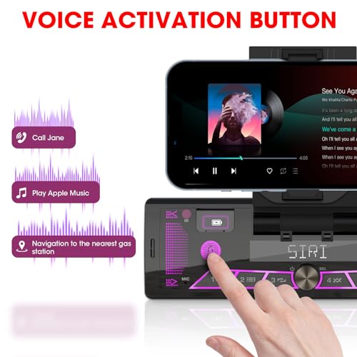 Radio coche Single-Din Bluetooth con soporte para teléfono miniatura 4
