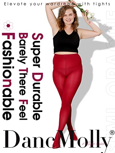 Image of DancMolly Plus Size Tights for Women, Control Top Semi Opaque Nylon Pantyhose High Waist