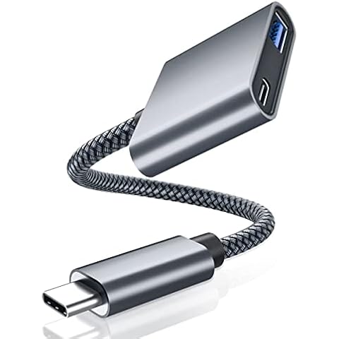 Ruxely USB-C OTG Adapter with 60W Power Delivery,Type-C to USB 3.0 USBC PD Charging Splitter,Thunderbolt 3 Charger Cable for Google TV Chromecast,MacBook 2022,iPad 10 Air 4 5 Mini 6,Galaxy S20 S21 S22 Cover