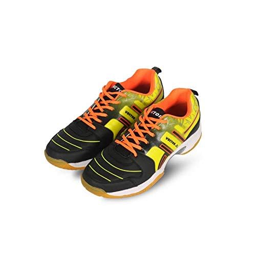 Image of Vector X CS-2000 Unisex Tennis Badminton Court Shoes for Men Women Boys|Synthetic Leather+Mesh Upper, EVA Midsole, Crepe Rubber Sole|Lightweight Indoor Outdoor Sports Footwear Sneakers (Black, 4)