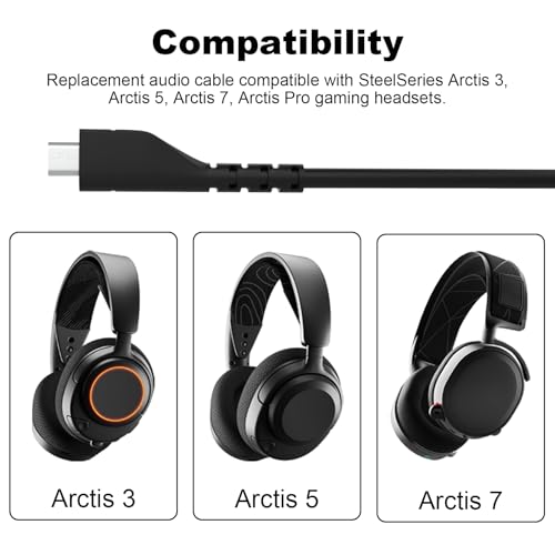 Cable compatible con SteelSeries Arctis 3, 5, 7 Cabezal miniatura 2