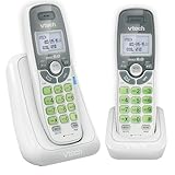 VTech CS6114-2 2-Handset Cordless Phone System - White & Grey