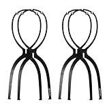 Pack Of 2 MILANO COLLECTION Collapsible Travel Wig Stands Secure Top Travel Mannequin - Grey