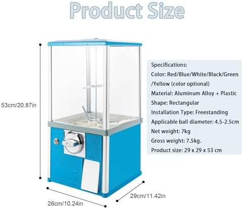 Candy Vending Machine with Locks & 2 Keys, Holds 100-200 Capsule Balls, Mini Gum Dispenser for Home, Game & Retail Stores, Durable Aluminum Alloy, White Finish