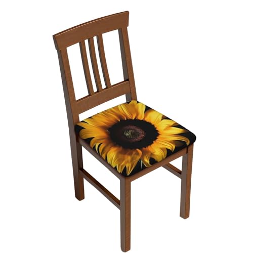 FHEDVBN Sunflower on Black Background Bar Stool Cover Two Pieces Washable Square Seat Cushion Covers Stretch Non Slip Barstool Slipcovers Soft Velvet Chair Covers for Kitchen, Dining Room Decor