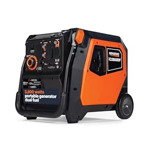 Generac 3,800-Watt Dual-Fuel Portable Inverter Generator – Gas and Propane Compatible – Quiet Operation – Clean, Stable Power – Great for Home Backup, Camping, and RV Use