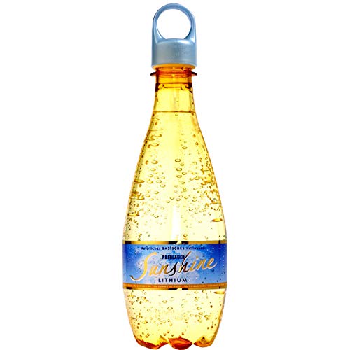 Preblauer Sunshine acqua minerale naturale, al litio, migliora l’umore, basica e naturale, bottiglia da 0,5 l