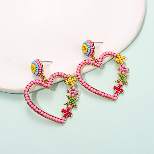 Teacher Earrings for Women Beaded Heart Math Dangle Earrings Back to School Jewelry Gifts for Teacher3