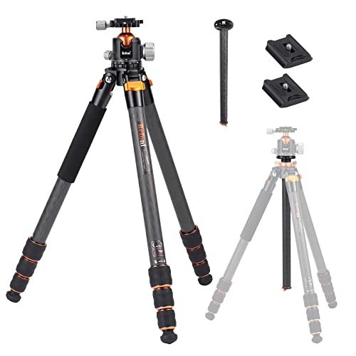 Trípode de Fibra de Carbono, Refoni C247T Trípode de cámara Monopie, 173 cm Trípode Compacto con Cabeza de Bola para DSLR, videocámaras, con una Capacidad de Carga máxima de 20 kg Cover