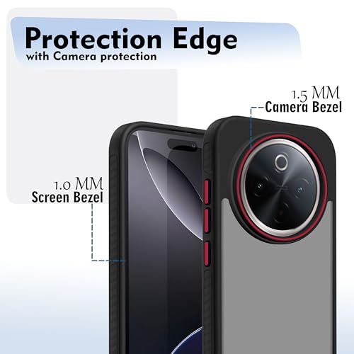 Image of V-TAN Back Cover for IQOO Z10 Compatible Case, Matte Finish Transparent Case, TPU, Camera Protective Shockproof Cover (Black)