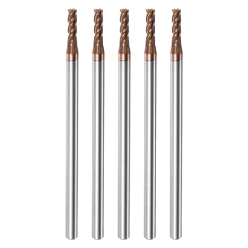 Image of HARFINGTON 5pcs Carbide Square End Mills 3mm (1 /8 inch) Dia 4mm (5 /32 inch) Shank 75mm (3 inch) Extra Long HRC55 TiSiN Coated Micro-Grain Tungsten Carbide 4 Flutes Milling Bit Cutter