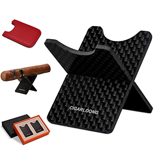 CIGARLOONG Cigar Stand Carbon Fiber Detachable Portable Cigar Travel Holder Rest (Color:Black)