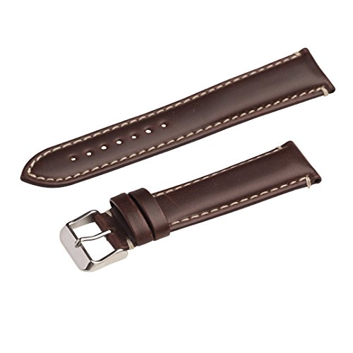Hadley Roma Ms885 22Mm Brown Oil Tan Leather Contrast Stitched Watch Band #TOP1