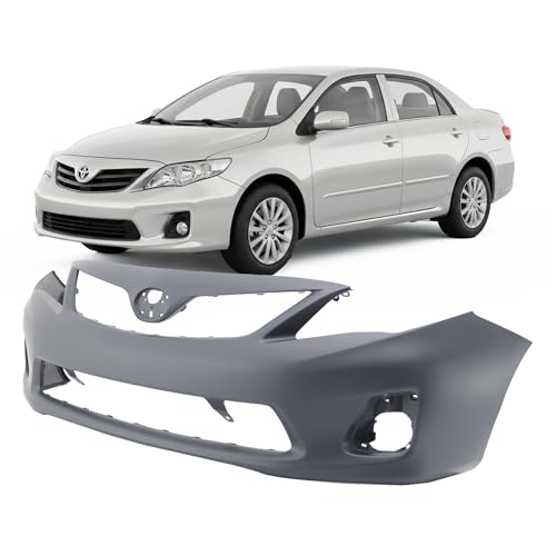 Image of Compatible with Toyota Corolla 2011-2013 Front Bumper Cover | Primed, With Fog Light Holes, Without Parking Sensor Holes, Sedan, Ready to Paint, OEM 5211903901, TO1000372