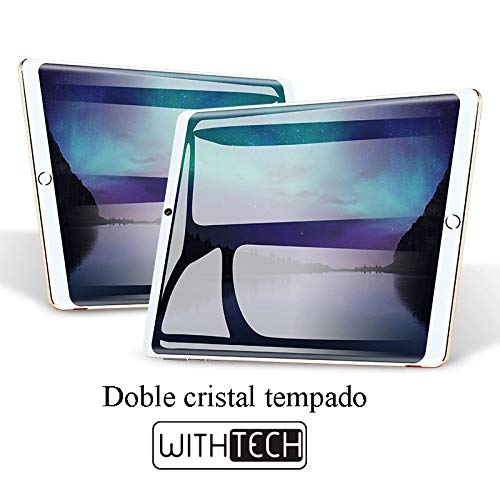 WITHTECH Tablet 10 Android Pad-3G, Doble Cristal, Octa Core, 4 GB de RAM 32GB ROM, 3G+teléfono, Android 7 GPS, Cristal Templado de Regalo (Negro) con Funda