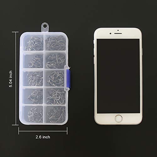 BiaoGan 500PCS Small Fishing Hooks, Assorted 10 Sizes(3#-12#) Fish Hooks Portable Plastic Box, Strong Sharp Fishhook with Barbs for Freshwater/Seawater - Image 6