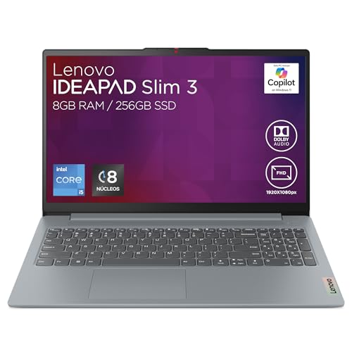 Laptops, Personal Computer Lenovo Laptop IdeaPad Slim 3 15IAH8 | 15.6' FHD Intel Core i5-12450H 8GB RAM 256GB SSD | Altavoces 1.5W Dolby Audio Cámara FHD 1080p | Windows 11 Home