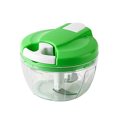 フードプロセッサー みじん切り器 チョッパー 手動 フードチョッパー 肉挽き器 みじん切りカッター 大容量 ふたも洗える 独自のダブルツイストブレード 滑り止め みじん切りカッター 野菜カッター 家庭用 キッチン用品 (小さいサイズ,グリーン)