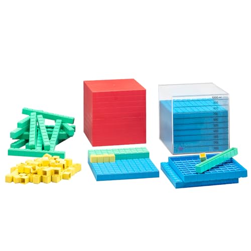 WISSNER® Dienes Dezimal Rechensatz 132 Teile – farbiges RE-Plastic Rechenmaterial, nachhaltig, langlebig, für Grundschule & Mathematikunterricht