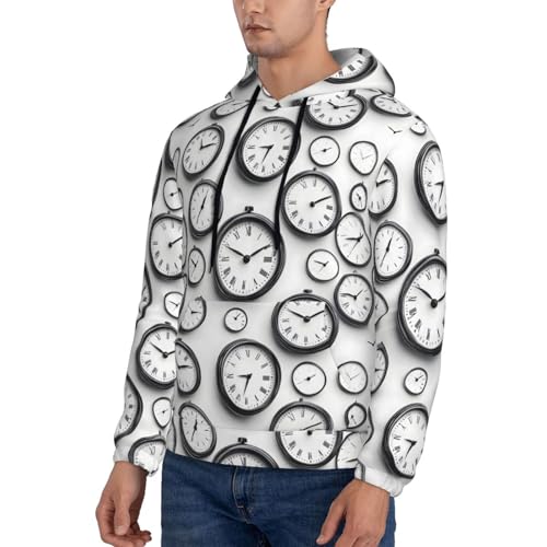 Hoodies For Men - Vintage Clock Face Print Long Sleeve Casual Men'S Hoodies & Sweatshirts Pullover With Pocket3