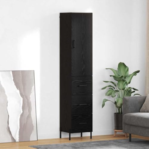 Lumanois Alacena Roble Negro 34,5 x 34 x 180 cm Madera contrachapada,Mobiliario,Armarios y Almacenamiento,Aparadores,35.25kg-3416158