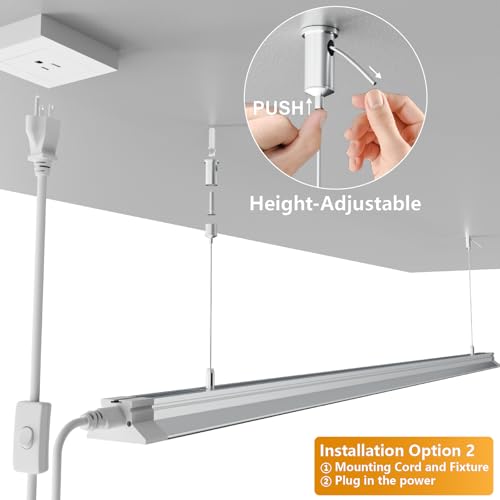 Image of Linkable LED Shop Lights 4FT - 6 Pack 50W Hanging 7000LM Bright Led Shop Light, 6500K Daylight White Linkable 4FT Led Shop Lights for Workshop Garage Lighting Factory Warehouse Shop (ETL Listed)