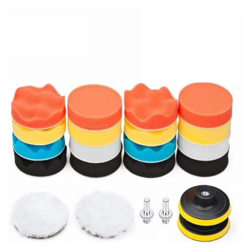 Image of 5/22Pcs Car Foam Drill Polishing Pad Kit 3inch Self-Adhesive Buffing Pads Sponge Disc with M10 Adapter for Polish Waxing(22pcs)