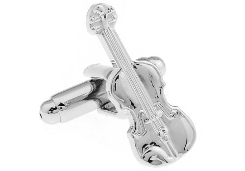 Gemelos de violín de plata con caja joyería temática musical para trajes de caballero 4